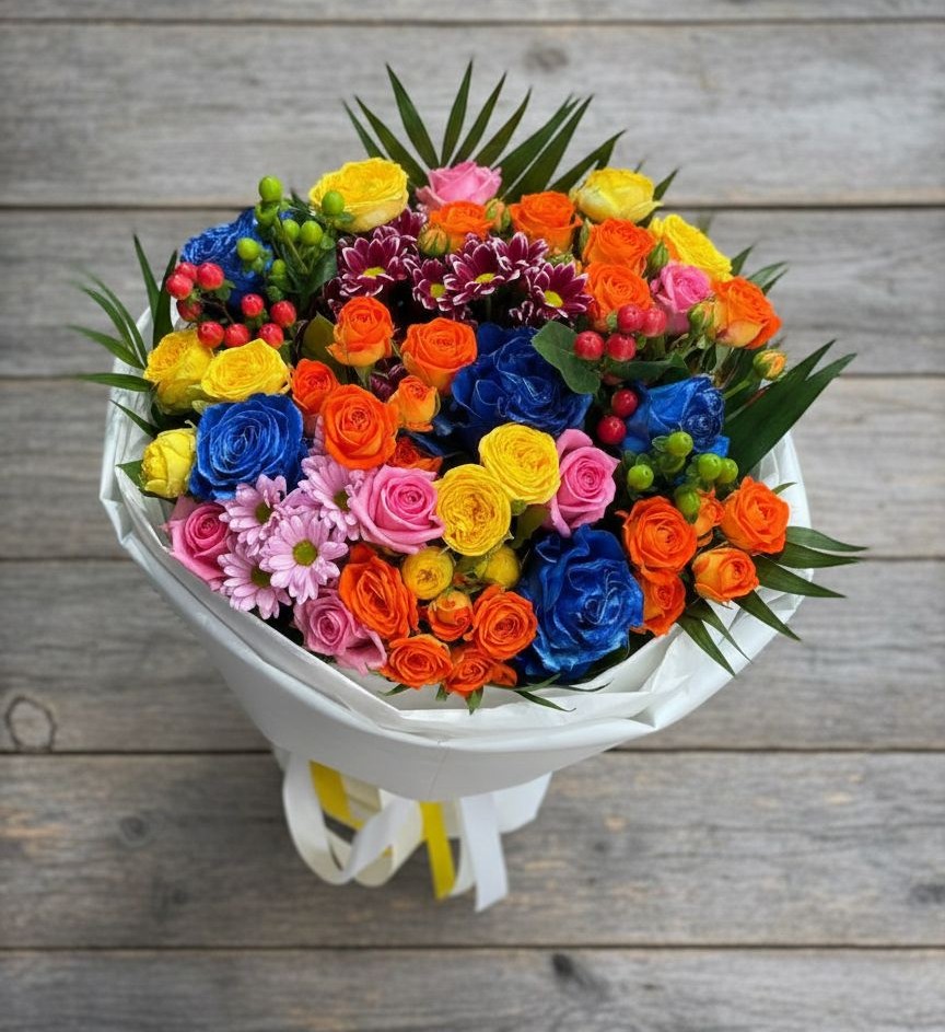 Букет цветов из: Розы и Хризантемы в Переволоцкий