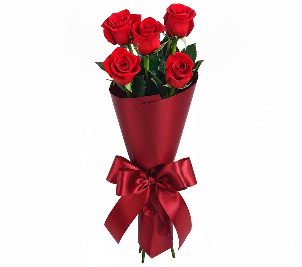Букет 5 Красных роз Эдлесс Лав в Переволоцкий