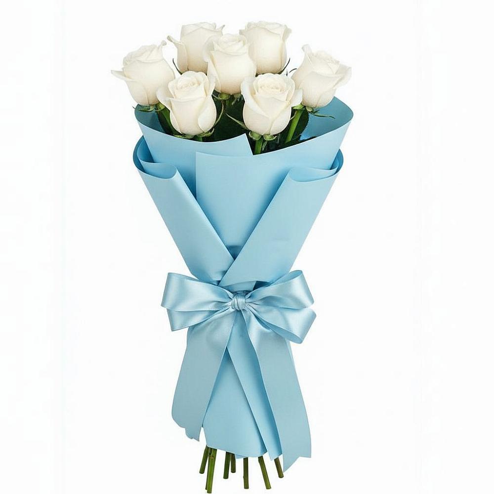 Букет 7 белых роз Проуд в Переволоцкий