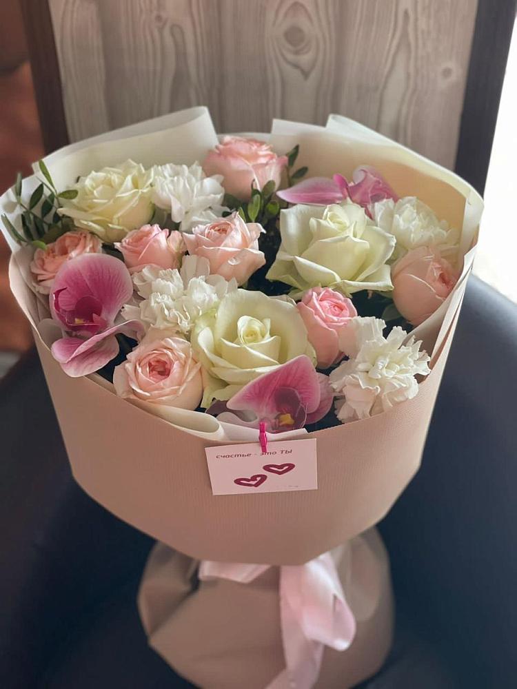 Букет цветов из: Орхидеи, Розы и Гвоздики в Переволоцкий