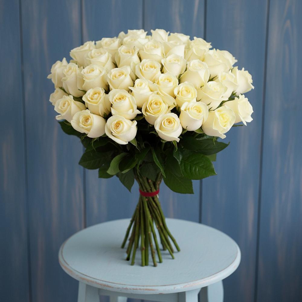 Букет 51 Белая роза Эдлесс Лав в Переволоцкий