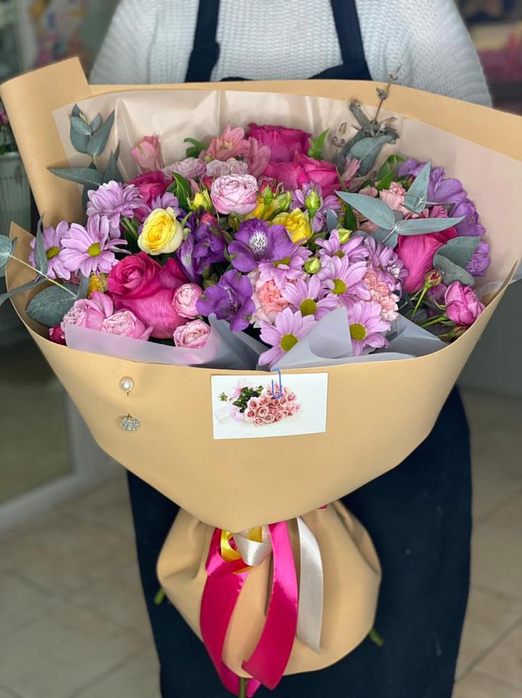 Букет цветов из: Хризантемы, Гвоздики и Альстромерии в Переволоцкий