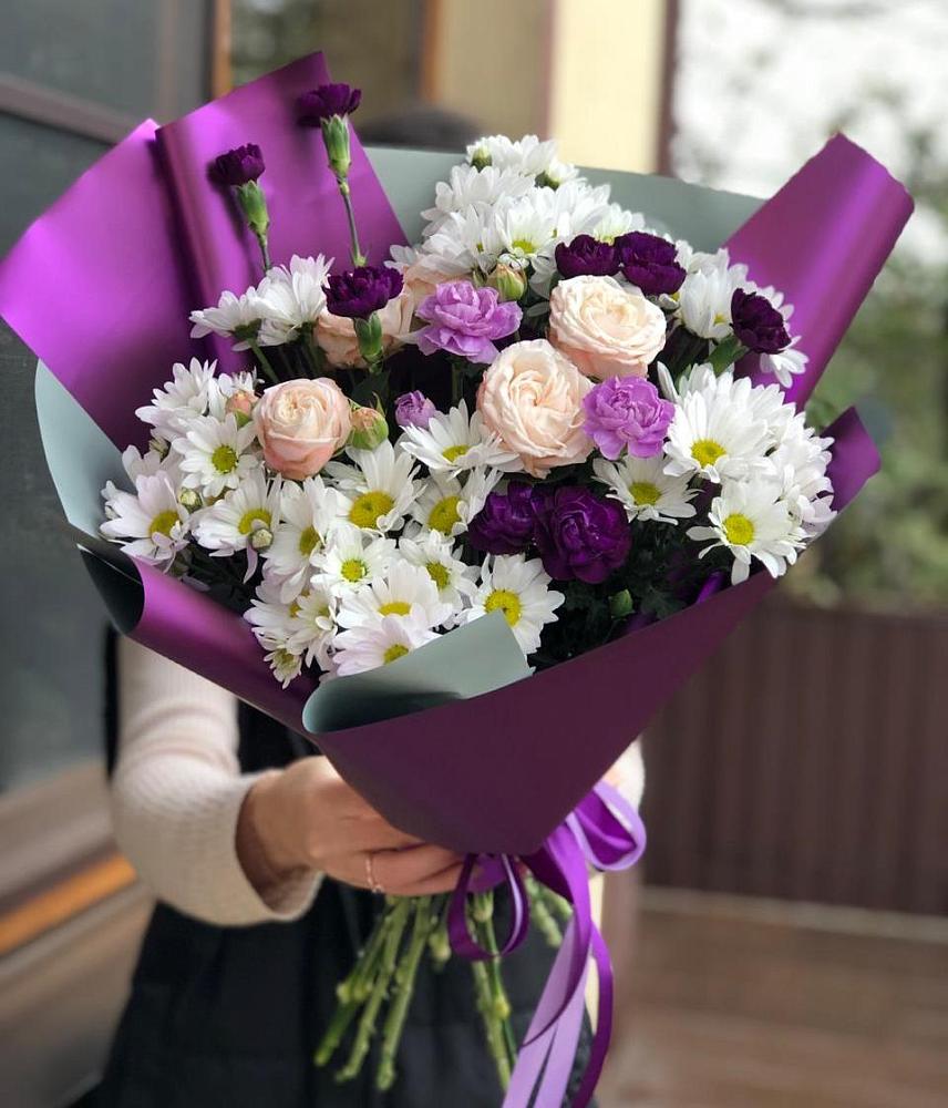 Букет цветов из: Хризантемы, Гвоздики и Розы в Переволоцкий