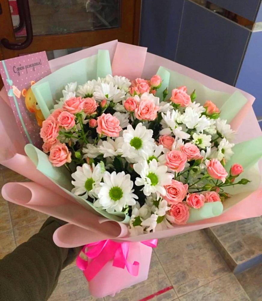 Букет цветов из: Розы и Хризантемы в Переволоцкий