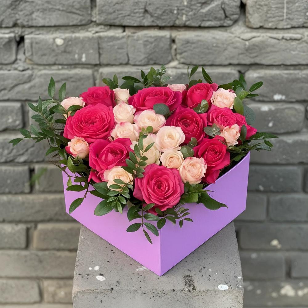Цветочная композиция из Розы в коробке в Переволоцкий
