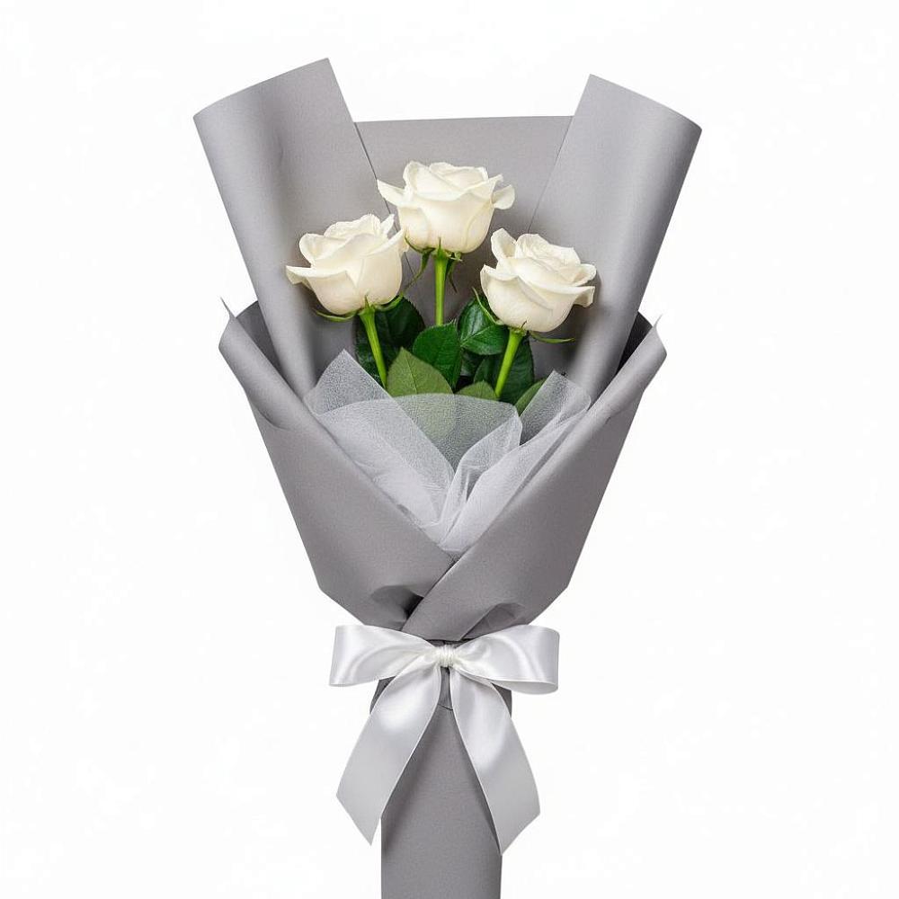 Букет 3 белые розы в Переволоцкий