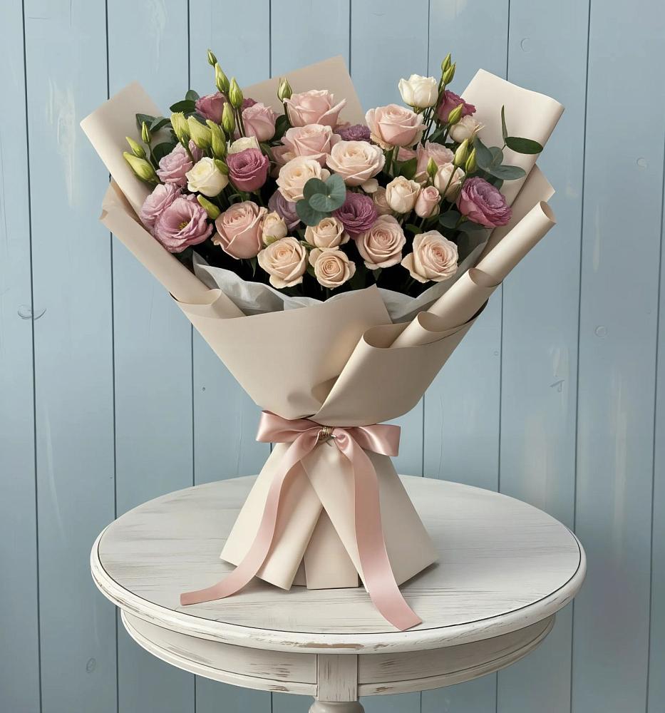 Букет цветов из: Розы и Лизиантусы в Переволоцкий