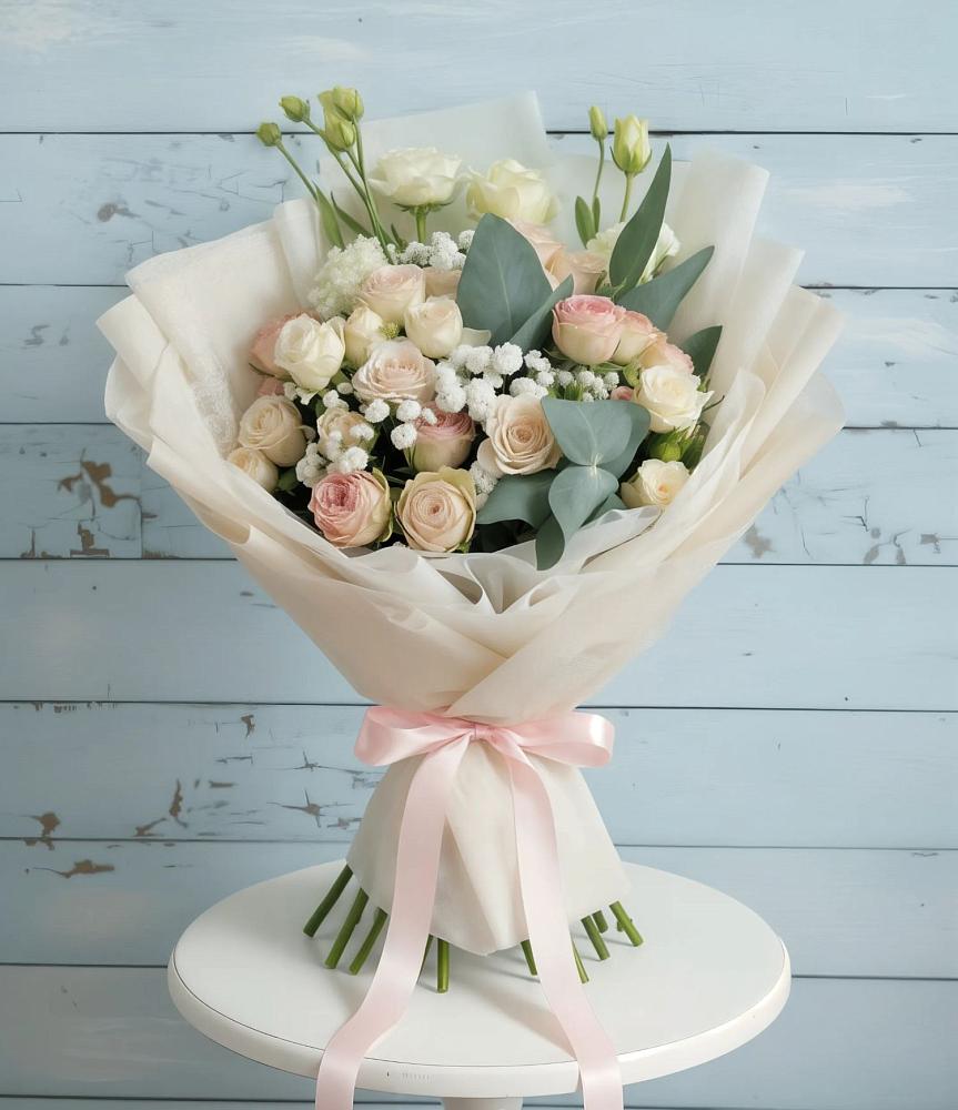 Букет цветов из: Розы и Лизиантусы в Переволоцкий