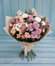 Букет цветов из:  Хризантемы, Розы и Альстромерии #REPLACE_PRED# Переволоцкий