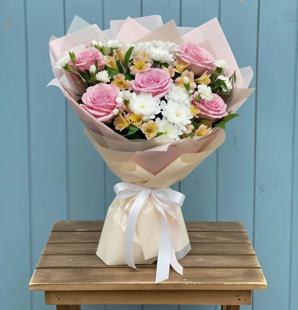 Букет цветов из: Гвоздики, Орхидеи и Розы в Переволоцкий