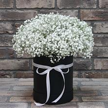 Цветочная композиция из Гипсофила в шляпной коробке в Переволоцкий