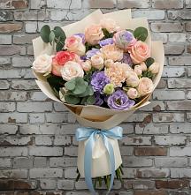 Букет цветов из:  Розы, Лизиантусы и Гвоздики в Переволоцкий