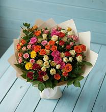 Букет Микс из разноцветных кустовых роз в Переволоцкий